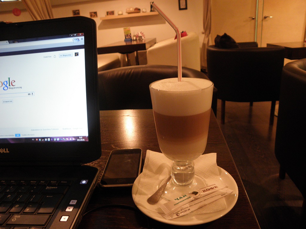 Enjoying my latte Enjoying my latte