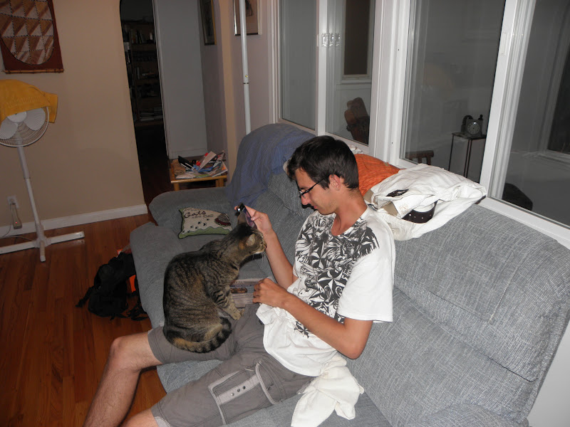 My brother with our exchange partner's cat in LA My brother with our exchange partner's cat in LA