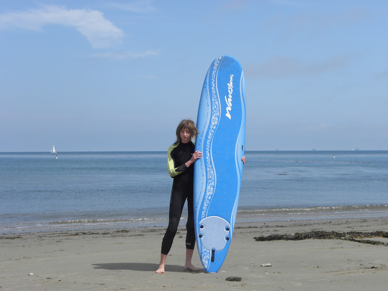 We tried surfing thanks to having a surf board at our partner's house in Santa Barbara We tried surfing thanks to having a surf board at our partner's house in Santa Barbara