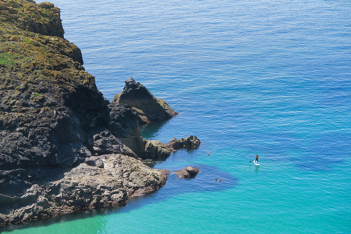 Paddleboarding at Kynance Cove