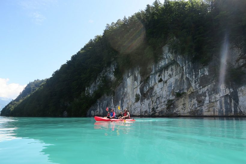 Kayaking Interlaken to Giessbach falls Kayak rental with Hightide Kayak School Travel Hacker