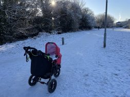 Out n About pram in the snow