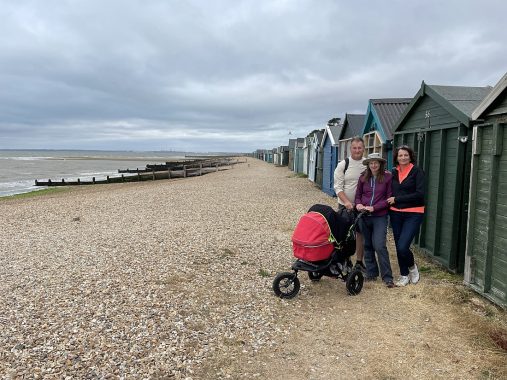 Out n About pram at the beach